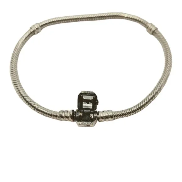 Pandora Moments Barrel Clasp Snake Chain Charm Bracelet - Picture 2 of 4